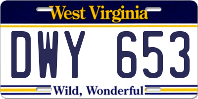 WV license plate DWY653