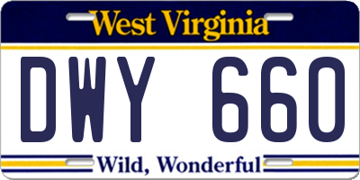 WV license plate DWY660