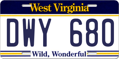 WV license plate DWY680