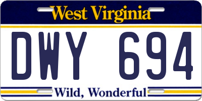 WV license plate DWY694