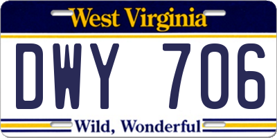 WV license plate DWY706