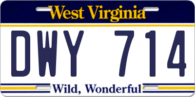 WV license plate DWY714