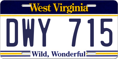 WV license plate DWY715