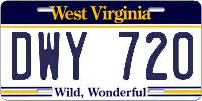 WV license plate DWY720