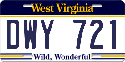 WV license plate DWY721