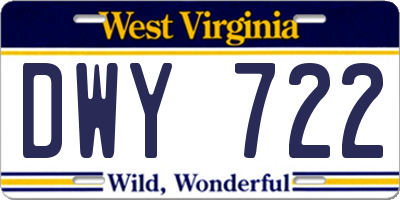 WV license plate DWY722