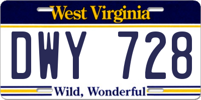 WV license plate DWY728