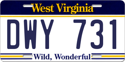 WV license plate DWY731