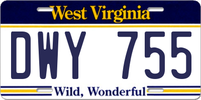 WV license plate DWY755