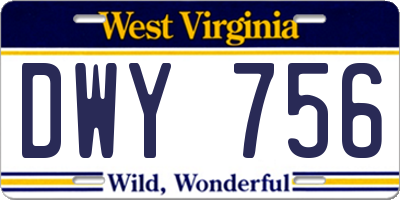 WV license plate DWY756