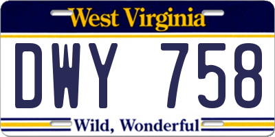 WV license plate DWY758