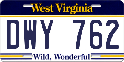 WV license plate DWY762