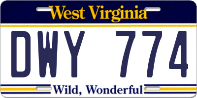WV license plate DWY774