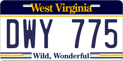 WV license plate DWY775