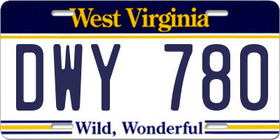 WV license plate DWY780