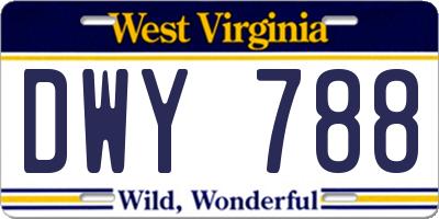 WV license plate DWY788