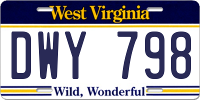WV license plate DWY798