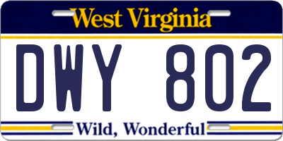 WV license plate DWY802