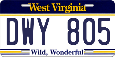 WV license plate DWY805