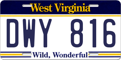 WV license plate DWY816