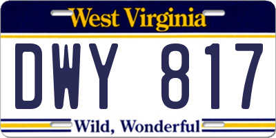 WV license plate DWY817