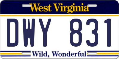 WV license plate DWY831