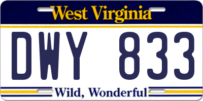WV license plate DWY833