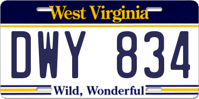 WV license plate DWY834