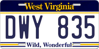 WV license plate DWY835