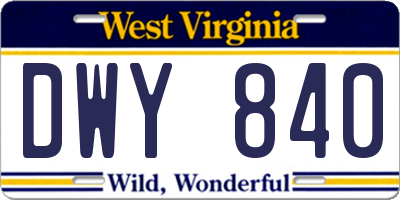 WV license plate DWY840