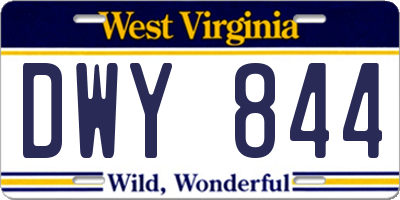 WV license plate DWY844