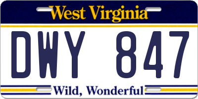 WV license plate DWY847