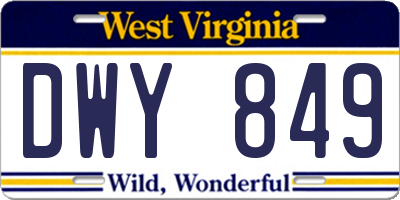 WV license plate DWY849