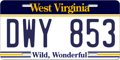 WV license plate DWY853