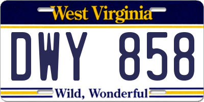 WV license plate DWY858