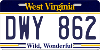 WV license plate DWY862