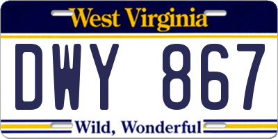 WV license plate DWY867