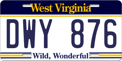 WV license plate DWY876