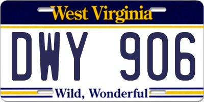 WV license plate DWY906