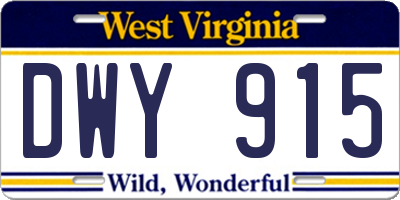 WV license plate DWY915