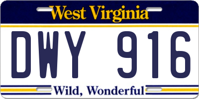 WV license plate DWY916