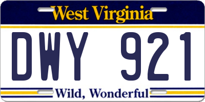 WV license plate DWY921