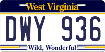 WV license plate DWY936