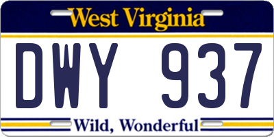WV license plate DWY937