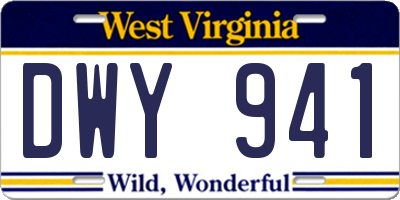 WV license plate DWY941