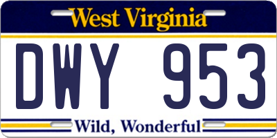 WV license plate DWY953