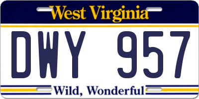 WV license plate DWY957