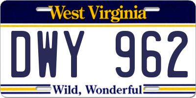 WV license plate DWY962