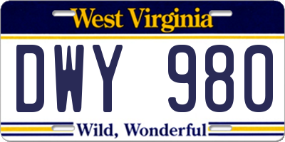 WV license plate DWY980