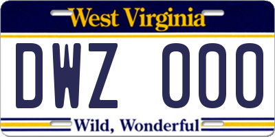 WV license plate DWZ000